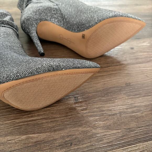 Jessica Simpson sz 9.5 metallic silver mobwife high heel sock boots NWT‎ - Picture 3 of 10